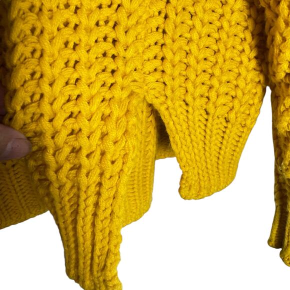 KUT from the Kloth Women’s Neon Yellow Crocheted Sweater 90s Boho Style Large - Picture 5 of 8